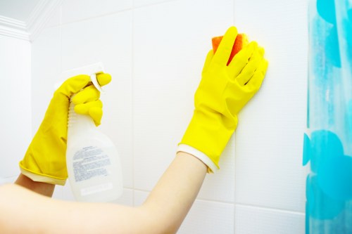 Local after builders cleaning team working in NW11