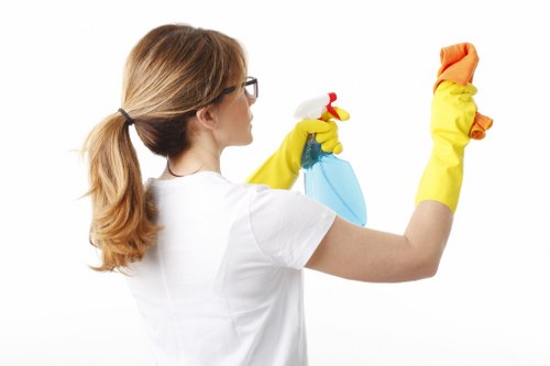 Local cleaner treating a stained sofa in a NW11 property