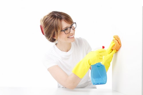 Professional office cleaning routine in a local NW11 business setting